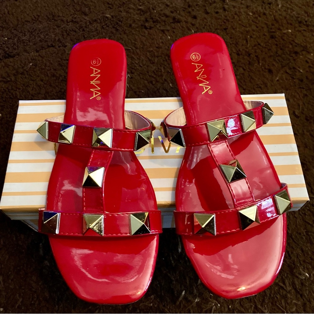 Red studded sandal